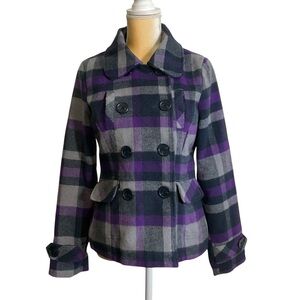 Dollhouse Wool blend purple plaid fitted short jacket by Dollhouse, size S